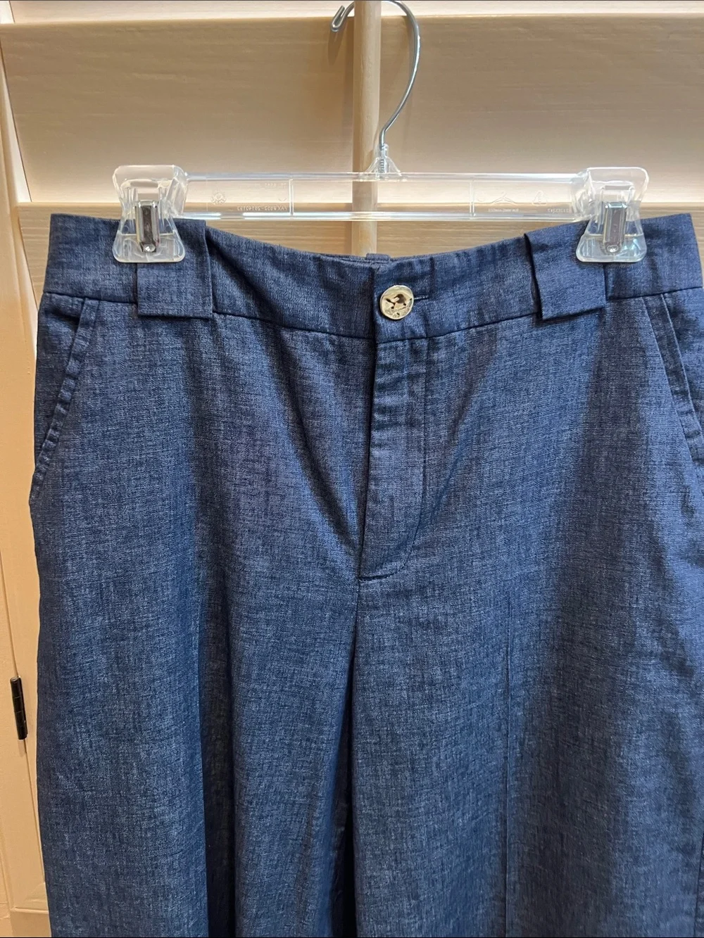 Zara Sleeveless Light Indigo Linen blend Peplum vest and matching culottes